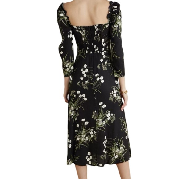 Reformation  Fairway Floral Dress | Quarter sleeve | Black & Green NWT | Size 12 - Picture 4 of 9